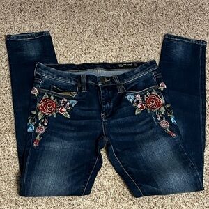 BlankNYC Embroidered Ripped Skinny Jeans